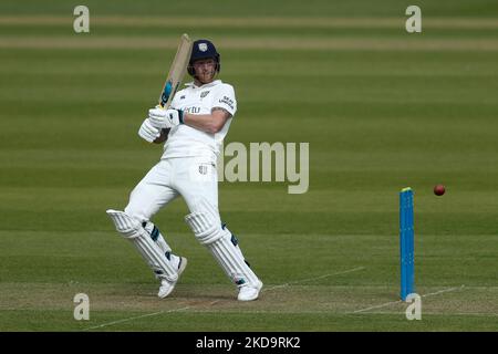 Ben Stokes de Durham chauves-souris pendant le LV= County Championship Match entre le Durham County Cricket Club et le Glamorgan County Cricket Club à Emirates Riverside, Chester le Street, le jeudi 12th mai 2022. (Photo de will Matthews/MI News/NurPhoto) Banque D'Images