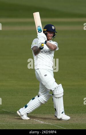 Ben Stokes de Durham chauves-souris pendant le LV= County Championship Match entre le Durham County Cricket Club et le Glamorgan County Cricket Club à Emirates Riverside, Chester le Street, le jeudi 12th mai 2022. (Photo de will Matthews/MI News/NurPhoto) Banque D'Images