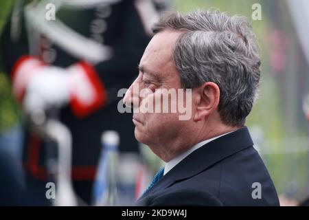 Le Premier ministre italien Mario Draghi à l'édition 1st de "Verso Sud" organisée par la Maison européenne - Ambrosetti à Sorrente, Naples, Italie, le 13 mai 2022. (Photo de Franco Romano/NurPhoto) Banque D'Images