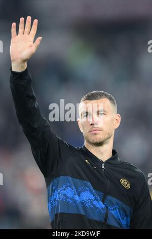 Edin Dzeko du FC Internazionale gestes lors du match de finale de la coppa italienne entre le FC Juventus et le FC Internazionale sur 11 mai 2022 à Rome, Italie. (Photo de Giuseppe Maffia/NurPhoto) Banque D'Images