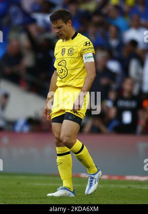 Cesar Azpilicueta de Chelsea après avoir manqué sa pénalité lors de la finale de la coupe FA entre Chelsea et Liverpool au stade Wembley , Londres, Royaume-Uni 14th mai 2022 (photo par action Foto Sport/NurPhoto) Banque D'Images