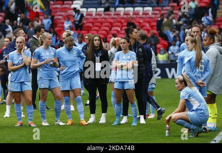 Les joueurs de Manchester City ont été abattus après la finale de la coupe FA féminine entre Chelsea Women et Manchester City Women au stade Wembley, Londres, Royaume-Uni 15th mai 2022 (photo par action Foto Sport/NurPhoto) Banque D'Images