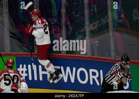 BUT EHmers Nikolaj (Danemark) pendant le Championnat du monde de hockey sur glace - Italie vs Danemark sur 17 mai 2022 au Ice Hall d'Helsinki, Finlande (photo par Andrea Re/LiveMedia/NurPhoto) Banque D'Images