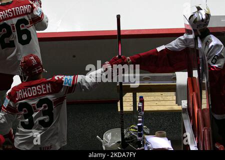 JAKOBSEN Julian (Danemark) pendant le Championnat du monde de hockey sur glace - Italie contre Danemark sur 17 mai 2022 à la patinoire d'Helsinki, Finlande (photo d'Andrea Re/LiveMedia/NurPhoto) Banque D'Images