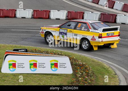 Adam Marsden dans Audi Quattro A1 GR:B original Mikkola/Hertz, Rallye Monte-Carlo 1983 en action pendant la SS1 rue Coimbra de la WRC Vodafone Rally Portugal 2022 à Matosinhos - Portugal, sur 19 mai 2022. (Photo de Paulo Oliveira / NurPhoto) Banque D'Images