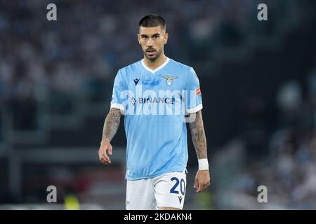 Mattia Zaccagni de SS Lazio regarde pendant la série Un match entre SS Lazio et Hellas Vérone sur 21 mai 2022 à Rome, Italie. (Photo de Giuseppe Maffia/NurPhoto) Banque D'Images