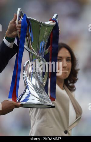 Trophée avant le match final de l'UEFA Women's Champions League entre le FC Barcelone et l'Olympique Lyonnais au stade Juventus de 21 mai 2022 à Turin, en Italie. (Photo de Jose Breton/Pics action/NurPhoto) Banque D'Images