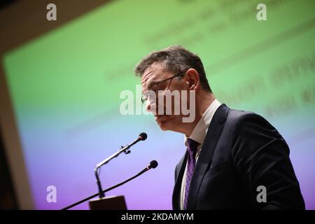 Cérémonie de commémoration d'Albert Burla au président honoraire de l'Association d'amitié gréco-israélienne, dans la salle de cérémonie de l'Université Aristote de Thessalonique, à Thessalonique, sur 22 mai 2022. (Photo par Achilleas Chiras/NurPhoto) Banque D'Images