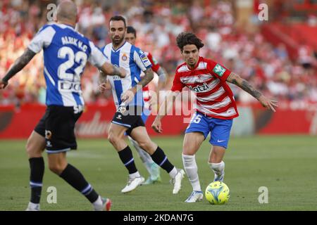 Collado, de Grenade CF pendant le match de la Liga entre Grenade CF et le RCD Espanyol au stade Nuevo Los Carmenes sur 22 mai 2022 à Grenade, en Espagne. (Photo par Álex Cámara/NurPhoto) Banque D'Images