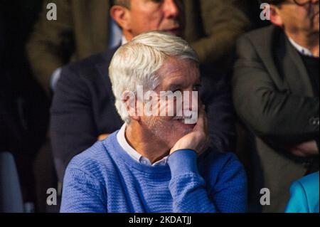 L'ancien maire de Bogota Enrique Penalosa réagit lors du dernier débat présidentiel télévisé avant les élections présidentielles colombiennes qui auront lieu à 29 mai, à Bogota, Colombie, 23 mai 2022. (Photo par Sebastian Barros/NurPhoto) Banque D'Images