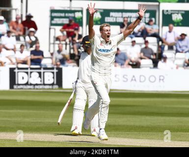 Kyle Jamieson de Nouvelle-Zélande célèbre le LBW sur Nick Gubbind lors d'un match amical de quatre jours (jour 2 de 4) entre le CountyXI de première classe contre la Nouvelle-Zélande au sol du comté de Cloud, Chelmsford le 27th mai 2022 (photo par action Foto Sport/NurPhoto) Banque D'Images