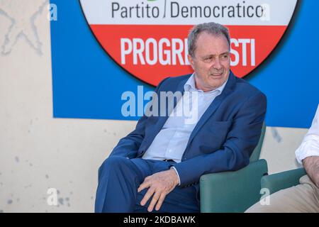 Le maire de Rome, Roberto Gualtieri à Rieti, pour soutenir le candidat du Centre de gauche, Simone Petrangeli. À Rieti, Italie, le 31 mai 2022. (Photo de Riccardo Fabi/NurPhoto) Banque D'Images