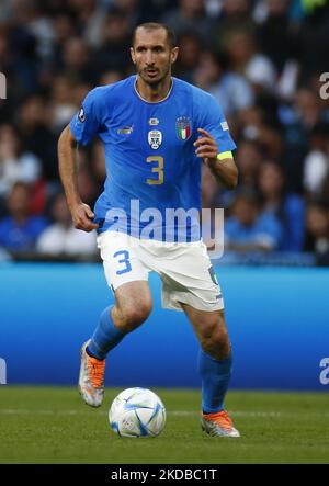 LONDRES, ANGLETERRE - JUIN 01:Giorgio Chiellini de l'Italie pendant Finalissima Conmebol - coupe des champions de l'UEFA entre l'Italie et l'Argentine au stade Wembley , Londres, Royaume-Uni 01st juin, 2022 (photo par action Foto Sport/NurPhoto) Banque D'Images
