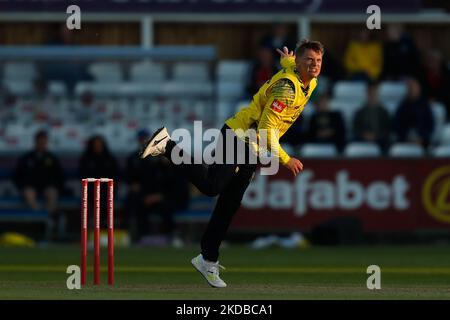 Scott Borthwick de Durham Bowls lors du match de la Charlotte Edwards Cup entre Northern Diamonds et Loughborough Lightning au Seat unique Riverside, Chester le Street, le mercredi 1st juin 2022. (Photo de will Matthews/MI News/NurPhoto) Banque D'Images