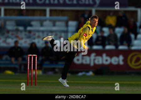 Scott Borthwick de Durham Bowls lors du match de la Charlotte Edwards Cup entre Northern Diamonds et Loughborough Lightning au Seat unique Riverside, Chester le Street, le mercredi 1st juin 2022. (Photo de will Matthews/MI News/NurPhoto) Banque D'Images