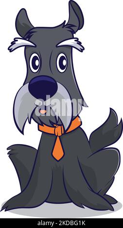 Illustration vectorielle d'un joli chien gris à dessin animé Illustration de Vecteur