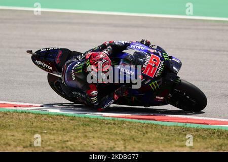Fabio Quartararo, de France, à bord de son vélo Monster Energy Yamaha MotoGP sur la Catalunya moto GP qualification sur 4 juin 2022 à Barcelone. (Photo de Joan Cros/NurPhoto) Banque D'Images