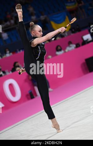 Viktoriia Onopriienko (UKR) lors de la coupe du monde de GYMNASTIQUE rythmique DE LA FIG 2022 sur 03 juin 2022 à l'arène Vitrifrigo de Pesaro, Italie (photo de Gianluca Ricci/LiveMedia/NurPhoto) Banque D'Images