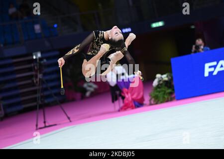 Erika Foster (Etats-Unis) lors de la coupe du monde 2022 de gymnastique rythmique DE LA FIG sur 03 juin 2022 à l'arène de Vitrifrigo à Pesaro, Italie (photo de Gianluca Ricci/LiveMedia/NurPhoto) Banque D'Images