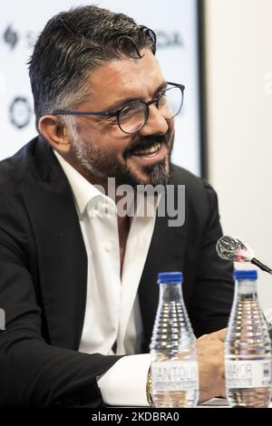 Gennaro Gattuso a été présenté à la conférence de presse comme nouvel entraîneur de Valencia CF au stade Mestalla. Stade le 9 juin 2022. (Photo de Jose Miguel Fernandez/NurPhoto) Banque D'Images