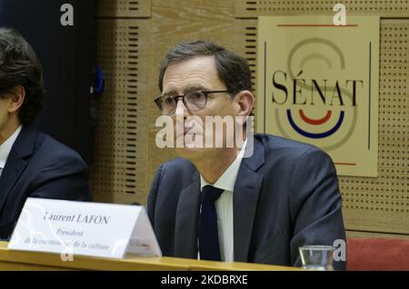 Le sénateur Laurent Lafon assiste à l'audience du sénat sur les troubles lors de la finale de la Ligue des champions de l'UEFA au Stade de France - 10 juin 2022 , Paris (photo de Daniel Pier/NurPhoto) Banque D'Images