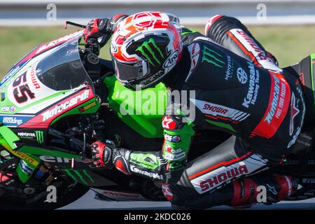 #65 JONATHAN REA (Kawasaki) SurmonteTeam WSBK - ZX-10RR) pendant le monde Superbike - SBK Pirelli Emilia-Romagna Round FIM Superbike World Championship 2022 - Race2 sur 12 juin 2022 au Misano World circuit â€œMarco Simoncelliâ€ à Misano Adriatico, Italie (photo de Valerio Origo/LiveMedia/Nurphoto) Banque D'Images