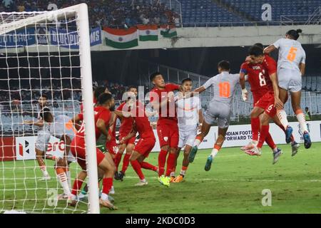 Le dernier match de football de la coupe asiatique 2023 de l'AFC entre l'Inde et l'Afghanistan au Vivekananda Yuba Bharati Krirangan à Kolkata sur 11 juin,2022. Inde -2 et Afghanistan-1. (Photo de Debajyoti Chakraborty/NurPhoto) Banque D'Images