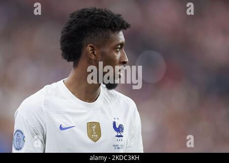 Kingsley Coman (Bayern Munich) de France en action pendant la Ligue des Nations de l'UEFA Un match du Groupe 1 entre la France et la Croatie au Stade de France sur 13 juin 2022 à Paris, France. (Photo de Jose Breton/Pics action/NurPhoto) Banque D'Images