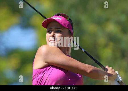 Lexi Thompson, de Delray Beach, Floride, a atteint rom le tee 12th lors de la troisième partie du tournoi de golf classique Meijer LPGA au Blythefield Country Club à Belmont, MI, États-Unis, samedi, 18 juin 2022. (Photo par Amy Lemus/NurPhoto) Banque D'Images