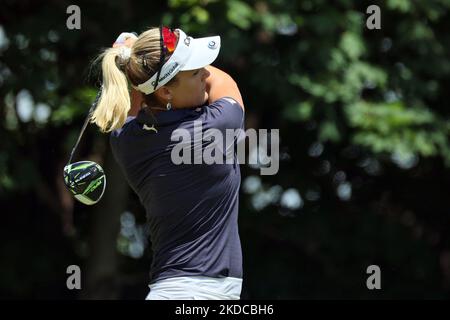 Lexi Thompson, de Delray Beach, Floride, hits du tee 4th lors de la dernière partie du tournoi de golf classique Meijer LPGA au Blythefield Country Club à Belmont, MI, États-Unis, dimanche, 19 juin 2022. (Photo par Amy Lemus/NurPhoto) Banque D'Images