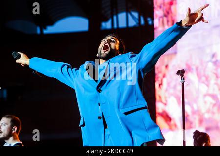 Marco Mengoni en concert au stade Giuseppe Meazza à San Siro à Milan, Italie, sur 19 juin 2022 (photo de Mairo Cinquetti/NurPhoto) Banque D'Images