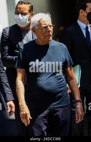 Giorgio Armani arrive au défilé de mode Emporio Armani lors de la semaine de mode de Milan S/S 2023 sur 18 juin 2022 à Milan, Italie. (Photo par Mairo Cinquetti/NurPhoto) Banque D'Images