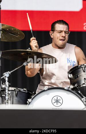 Les idles se sont produits en direct au festival Pinkpop 2022 sur 17 juin 2022 à Megaland Landgraaf, aux pays-Bas. (Photo de Roberto Finizio/NurPhoto) Banque D'Images