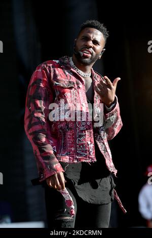 LE chanteur AMÉRICAIN Jason Derulo se produit le quatrième jour du festival de musique The Rock in Rio Lisboa 2022 à Lisbonne, au Portugal, sur 26 juin 2022. (Photo par Pedro Fiúza/NurPhoto) Banque D'Images