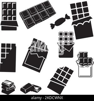 Un ensemble de clips de silhouette de différents chocolats et bonbons Illustration de Vecteur