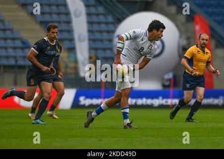 Alessio GUARDIANO de l'Italie en action pendant l'Espagne hommes 7s contre l'Italie hommes 7s, un match de quilication de la piscine B de la deuxième partie de la série de Championnat Rugby Europe Sevens 2022 à Cracovie. Samedi, 02 juillet 2022, dans le stade municipal de Henryk Reyman, Cracovie, petite Pologne Voivodeship, Pologne. (Photo par Artur Widak/NurPhoto) Banque D'Images