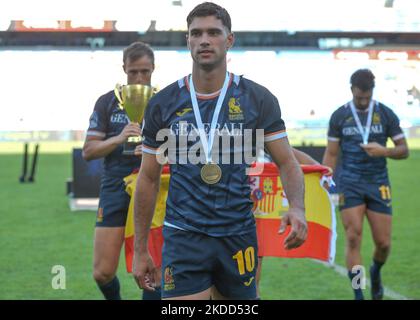 Manuel MORENO de l'équipe nationale espagnole de rugby sept après avoir passé la finale masculine 7s de la série de championnat Rugby Europe Sevens 2022 à Cracovie. Le dimanche, 03 juillet 2022, au stade municipal de Henryk Reyman, Cracovie, petite Pologne Voivodeship, Pologne. (Photo par Artur Widak/NurPhoto) Banque D'Images