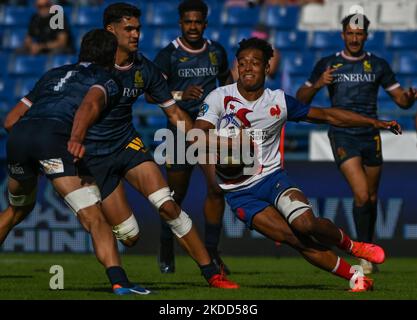 Esteban JOUVE de France en action pendant la France 7s contre l'Espagne 7S, la finale masculine 7s de la série de Championnat de rugby Europe Sevens 2022 à Cracovie. Le dimanche, 03 juillet 2022, au stade municipal de Henryk Reyman, Cracovie, petite Pologne Voivodeship, Pologne. (Photo par Artur Widak/NurPhoto) Banque D'Images