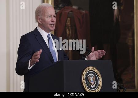 LE président AMÉRICAIN Joe Biden parle des soldats américains lors de la Médaille d'honneur qui a combattu lors de la cérémonie de la guerre du Vietnam, aujourd'hui sur 05 juillet 2022 à la salle est/Maison Blanche à Washington DC, Etats-Unis. (Photo de Lénine Nolly/NurPhoto) Banque D'Images