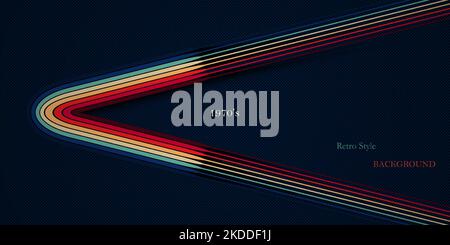 Arrière-plan abstrait style rétro avec rayures colorées lignes forme géométrique 1970s design vintage Illustration de Vecteur