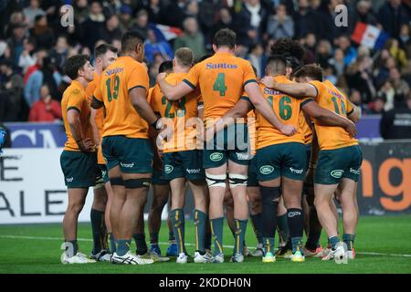 6 novembre 2022, Saint Denis, Seine Saint Denis, France : l'équipe d'Australie pendant la série des Nations d'automne 2022 entre la France et l'Australie au Stade de France - St Denis - France.France a gagné 30:29. (Image de crédit : © Pierre Stevenin/ZUMA Press Wire) Banque D'Images