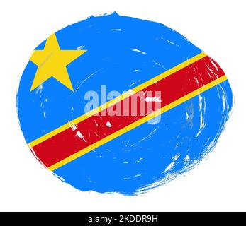 Drapeau de la république démocratique du congo peint sur un fond de pinceau blanc vieilli Banque D'Images