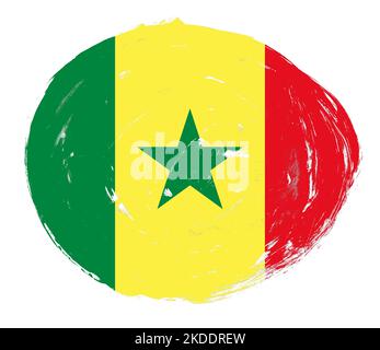 Drapeau du Sénégal peint sur fond de pinceau blanc vieilli Banque D'Images