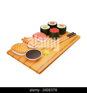 3d le rendu des sushis icône de la restauration rapide Banque D'Images