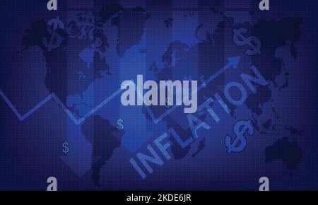 Contexte de l'inflation dans le monde en raison d'une pandémie. Graphique montrant l'augmentation de l'inflation concept de fond mondial Illustration de Vecteur