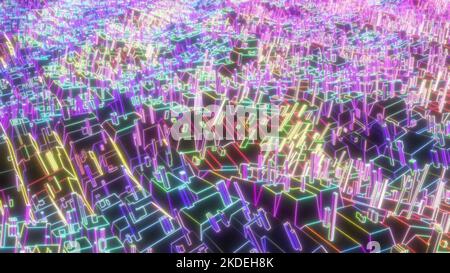 Onde de couleur vive Digital art Fantasy lumière arrière-plan rendu 3D Banque D'Images