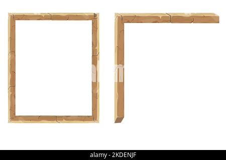 Cadre en pierre, coin médiéval antique de style dessin animé, isolé sur fond blanc. Décoration de jeux, menu. Illustration vectorielle Illustration de Vecteur