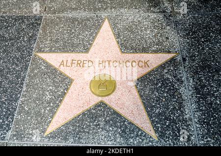 HOLLYWOOD - 26 AOÛT 2012 : la star d'Alfred Hitchcock sur le Hollywood Walk of Fame, comme vu sur 26 août 2012 à Hollywood en Californie. Cette étoile est lo Banque D'Images