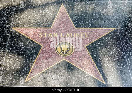 HOLLYWOOD - 26 AOÛT 2012 : la star de Stan Laurel sur le Hollywood Walk of Fame, comme on l'a vu sur 26 août 2012 à Hollywood en Californie. Cette étoile est située Banque D'Images