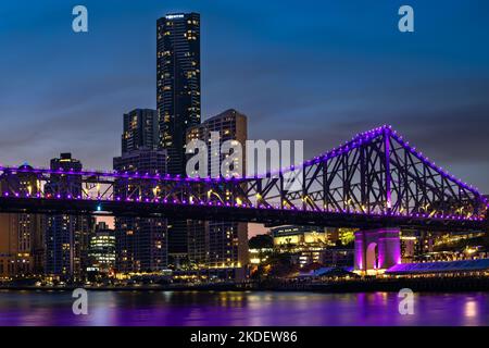 Story Bridge, classé au patrimoine mondial de l'UNESCO, à Brisbane. Banque D'Images